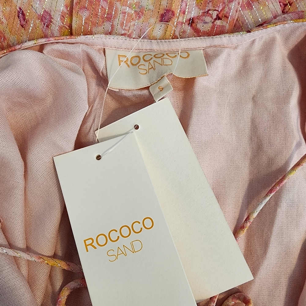 ROCOCO SAND FAYE Maxi Dress in Peach & Butter Yellow Size S - Picture 7 of 10